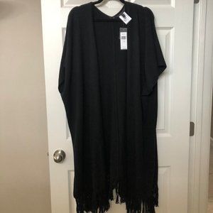 BCBGMAXAZRIA Kiril Long Poncho COLOR: BLACK XS/S
